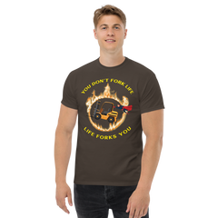 Forklift Superhero in Flames, You Don't Fork Life, Life Forks You GY Classic tee