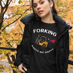 Forklift Superhero Forking Makes Me Happy GW Unisex Long Sleeve Tee